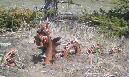 A large brown Rocky Mountain Garden Dragon at Jasper Park